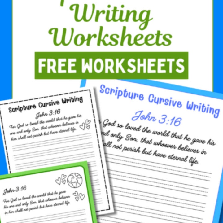 John 3:16 Cursive Writing Worksheets