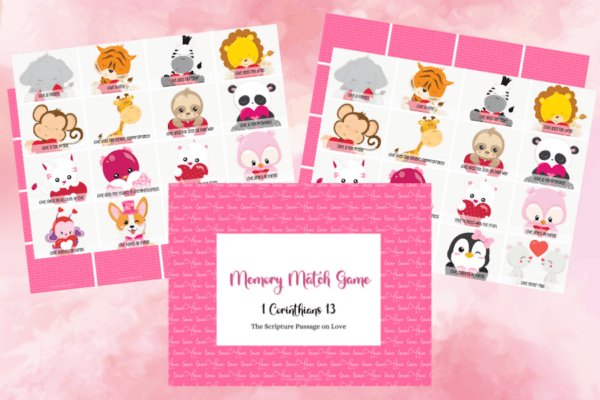 Valentine's Day Bible Verse Matching Game, Free Printable Bible Memory Games, Christian Valentine's Day Activities, Scripture Memory Cards for Kids, Bible Verse Valentine's Cards, Printable Bible Games for Valentine's Day,
