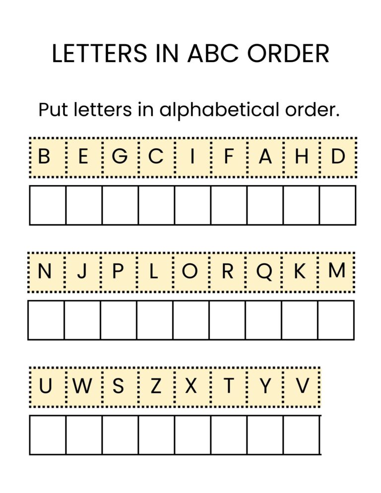 Free Uppercase and Lowercase Alphabet ABC Order Worksheets