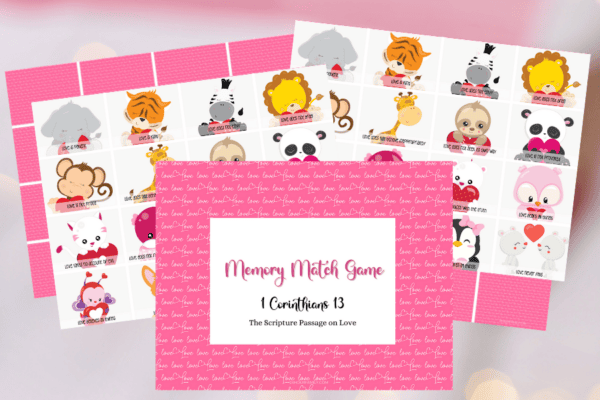 Valentine's Day Bible Verse Matching Game, Free Printable Bible Memory Games, Christian Valentine's Day Activities, Scripture Memory Cards for Kids, Bible Verse Valentine's Cards, Printable Bible Games for Valentine's Day