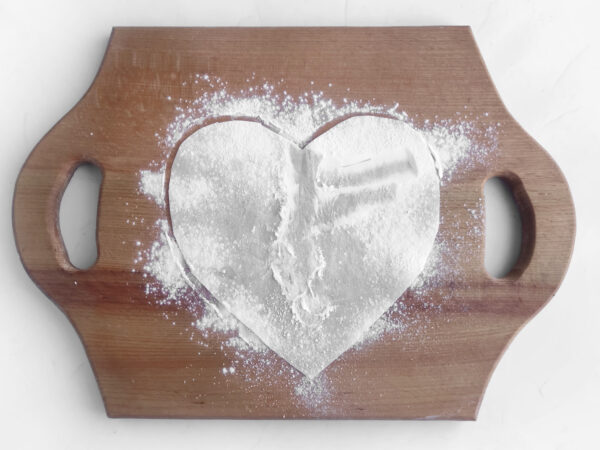 a heart shaped outline at the center of the board