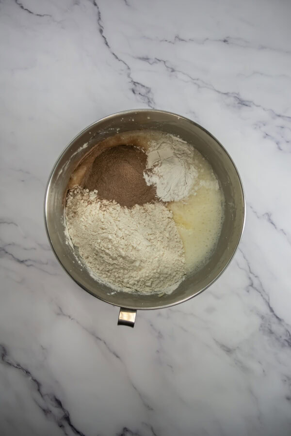 Add the dry ingredients to the wet ingredients: Gradually mix the dry ingredients into the wet ingredients. Stir until just combined. Be careful not to overmix.