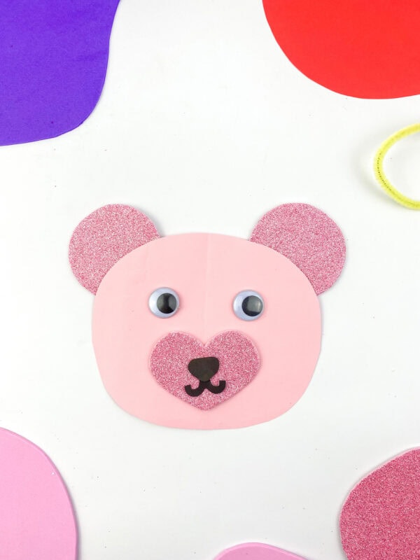 Valentine's day bear paper craft with free printable template