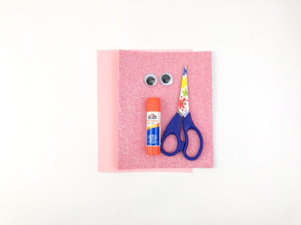 craft supplies needed to make a Valentine's day bear paper craft with free printable template