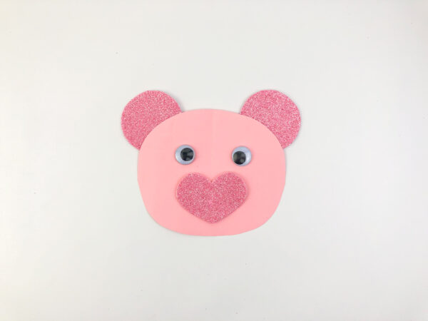 craft supplies needed to make a Valentine's day bear paper craft with free printable template