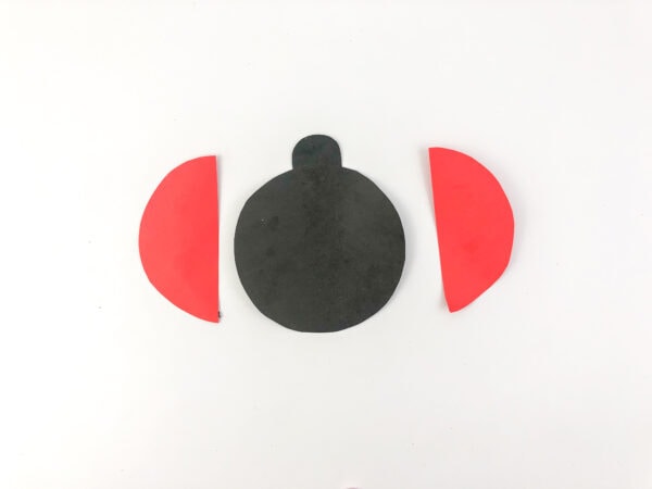 cut out the ladyboug body to make a ladybug paper craft