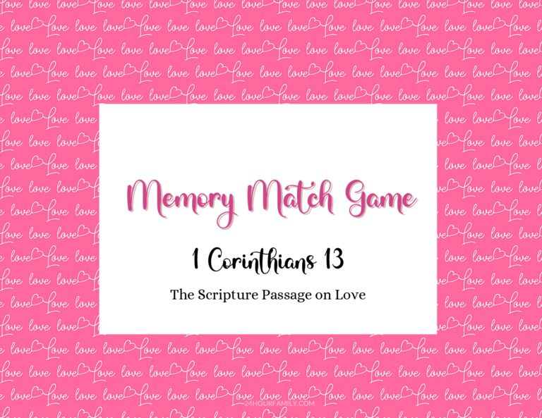 Valentine’s Day Scripture Memory Matching Game (Free Printable Game)