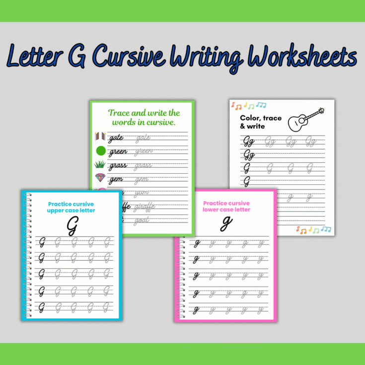 cursive writing letter g worksheets