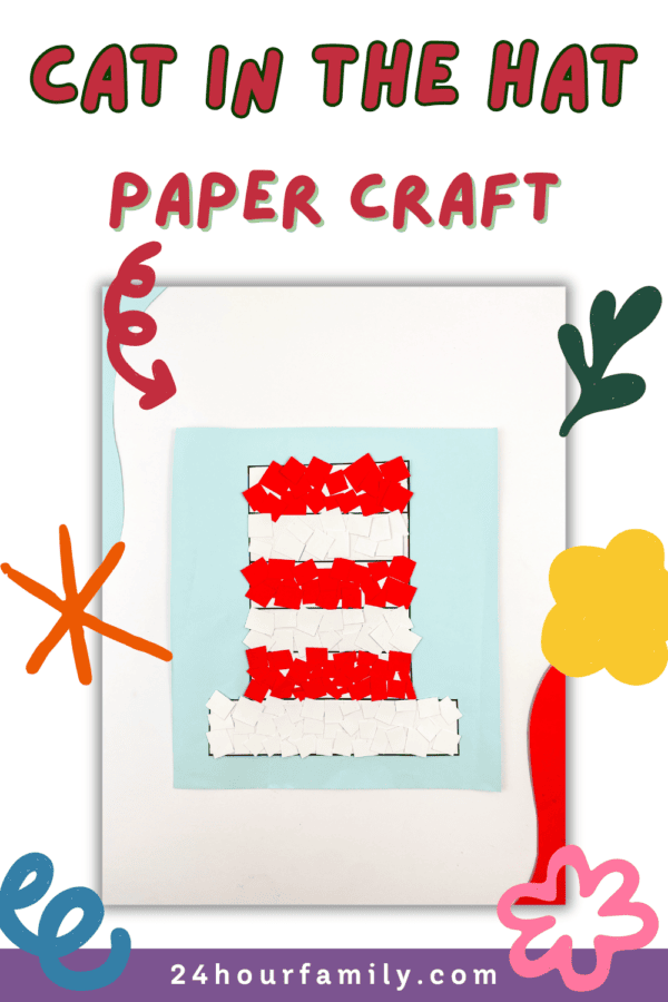 free print cat in the hat template to make a paper craft