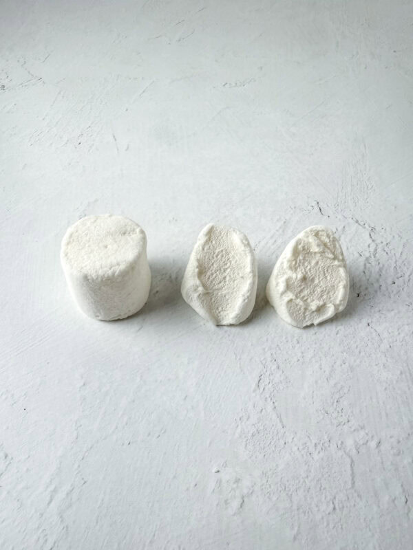 Marshmallows cut into shapes for creating bunny feet