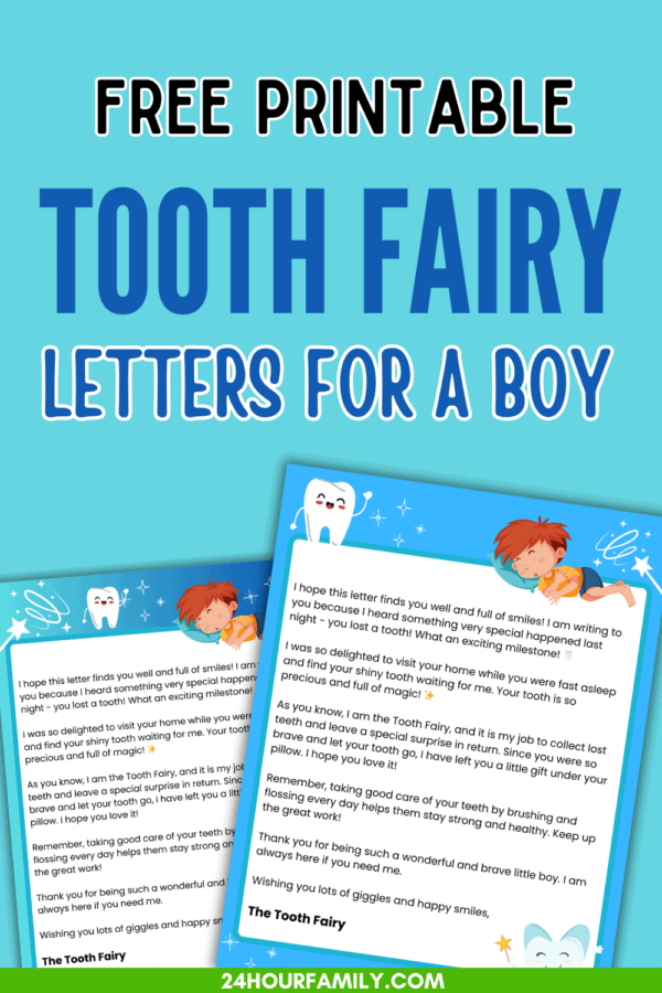 tooth fairy letters for a boy free to print