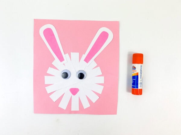 Googly eyes added to the bunny face.
