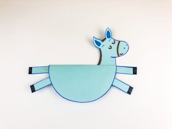 Fully assembled donkey body with head attached.