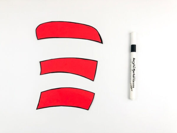 cut out the red strips to add to the hat