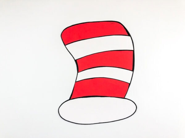 Hat assembled with alternating red and white stripes