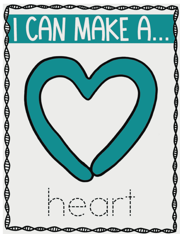 A heart shape made with thick teal lines, with the text I CAN MAKE A... heart.