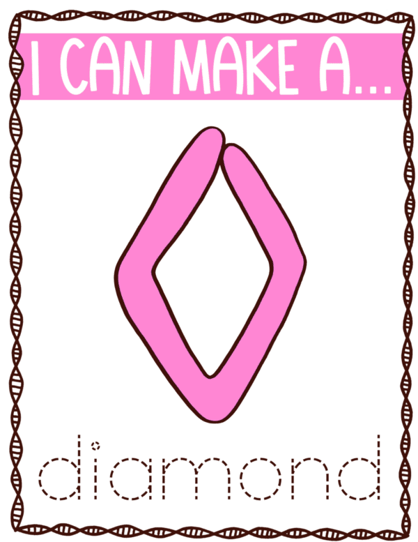 A diamond shape made with thick pink lines, with the text I CAN MAKE A... diamond.