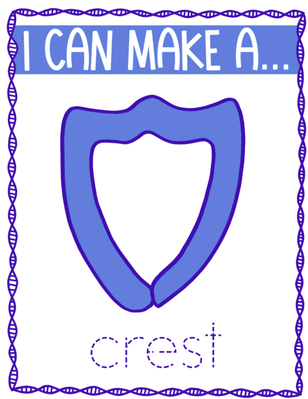 A crest shape made with thick purple lines, with the text I CAN MAKE A... crest.