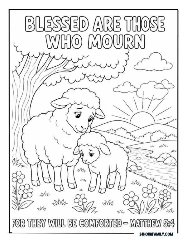 coloring pages with lambs matthew 5:4