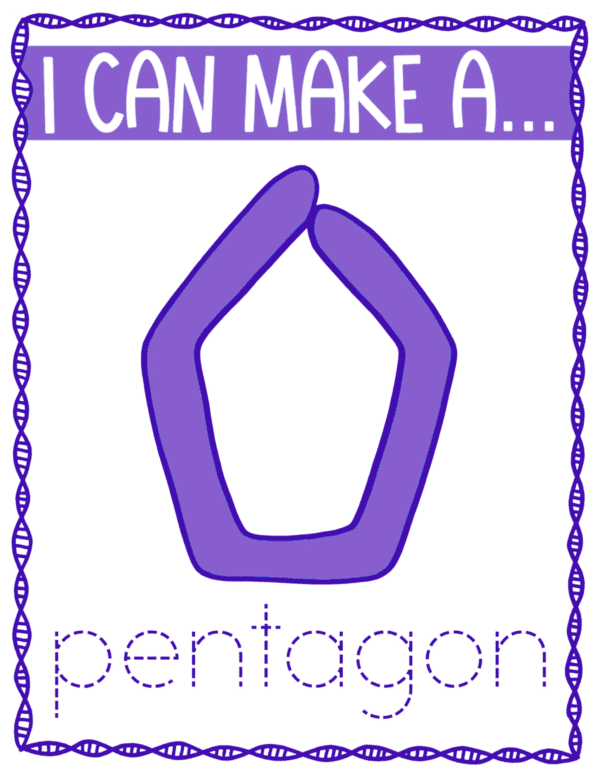 A pentagon shape made with thick purple lines, with the text "I CAN MAKE A... pentagon."