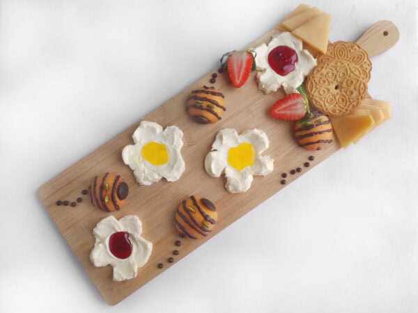 flower blossoms charcuterie fruit and cheese tray