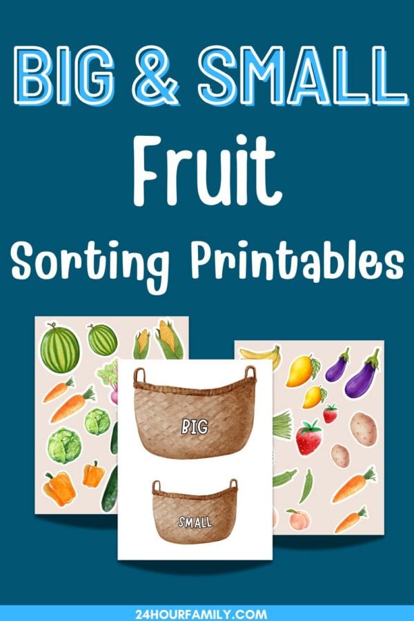 an image of a big basket and a small basket sorting printables free to print