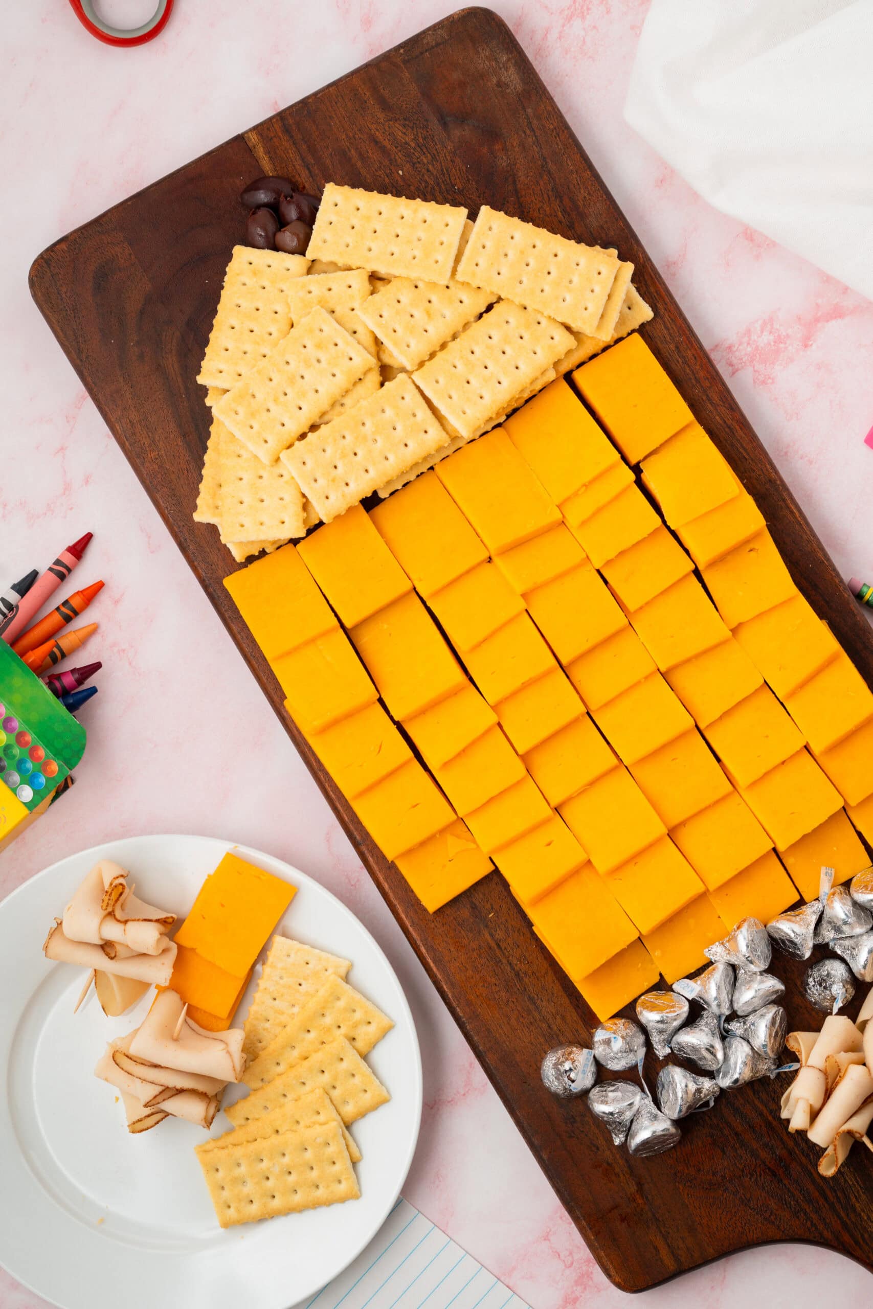 back to school charcuterie snack board