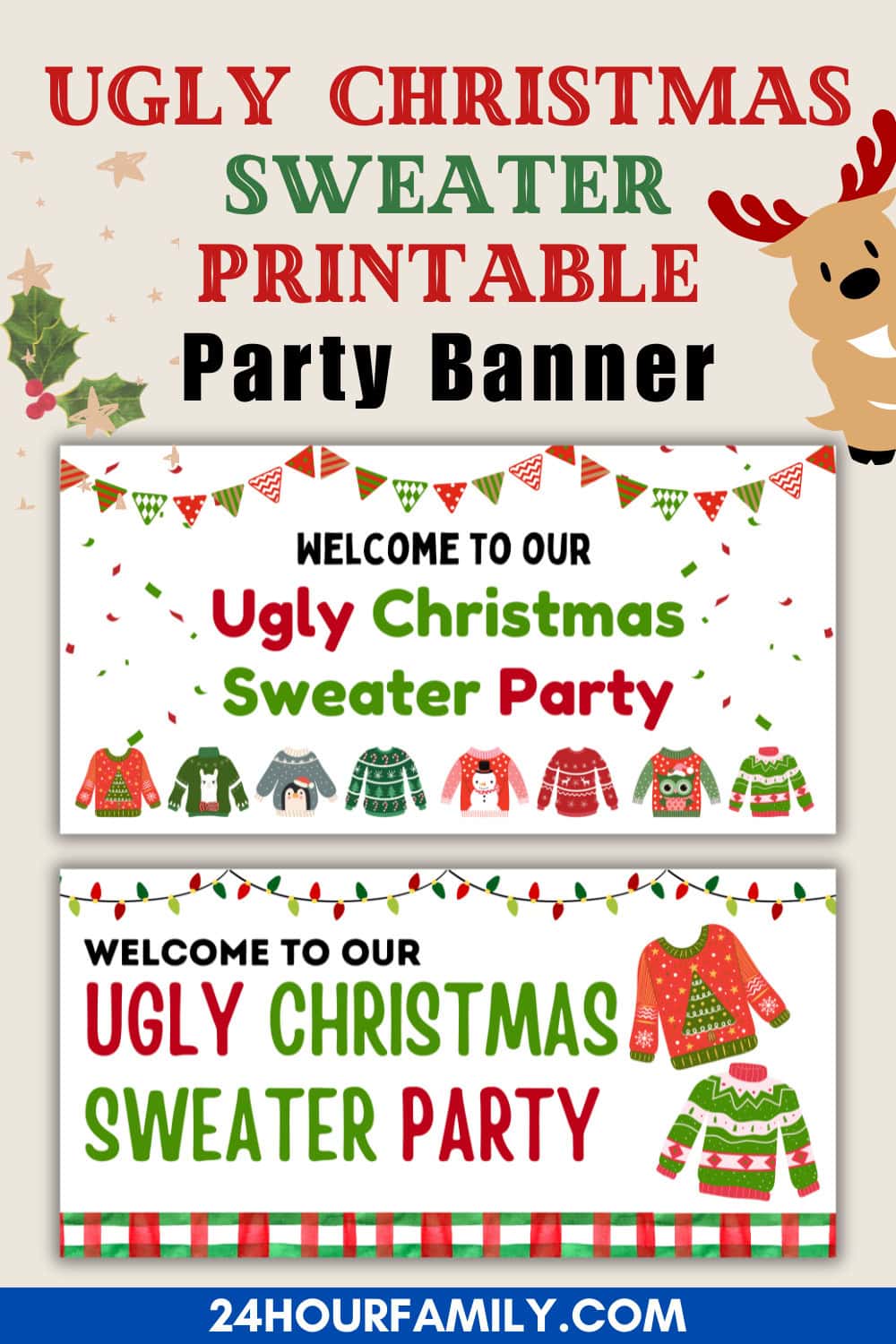 Ugly Christmas Sweater Printable Party Banner