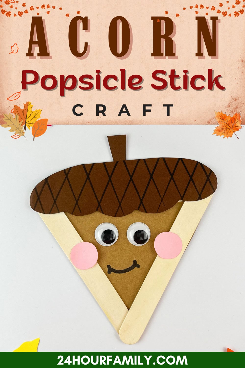 Popsicle Stick Acorn Craft - 24hourfamily.com
