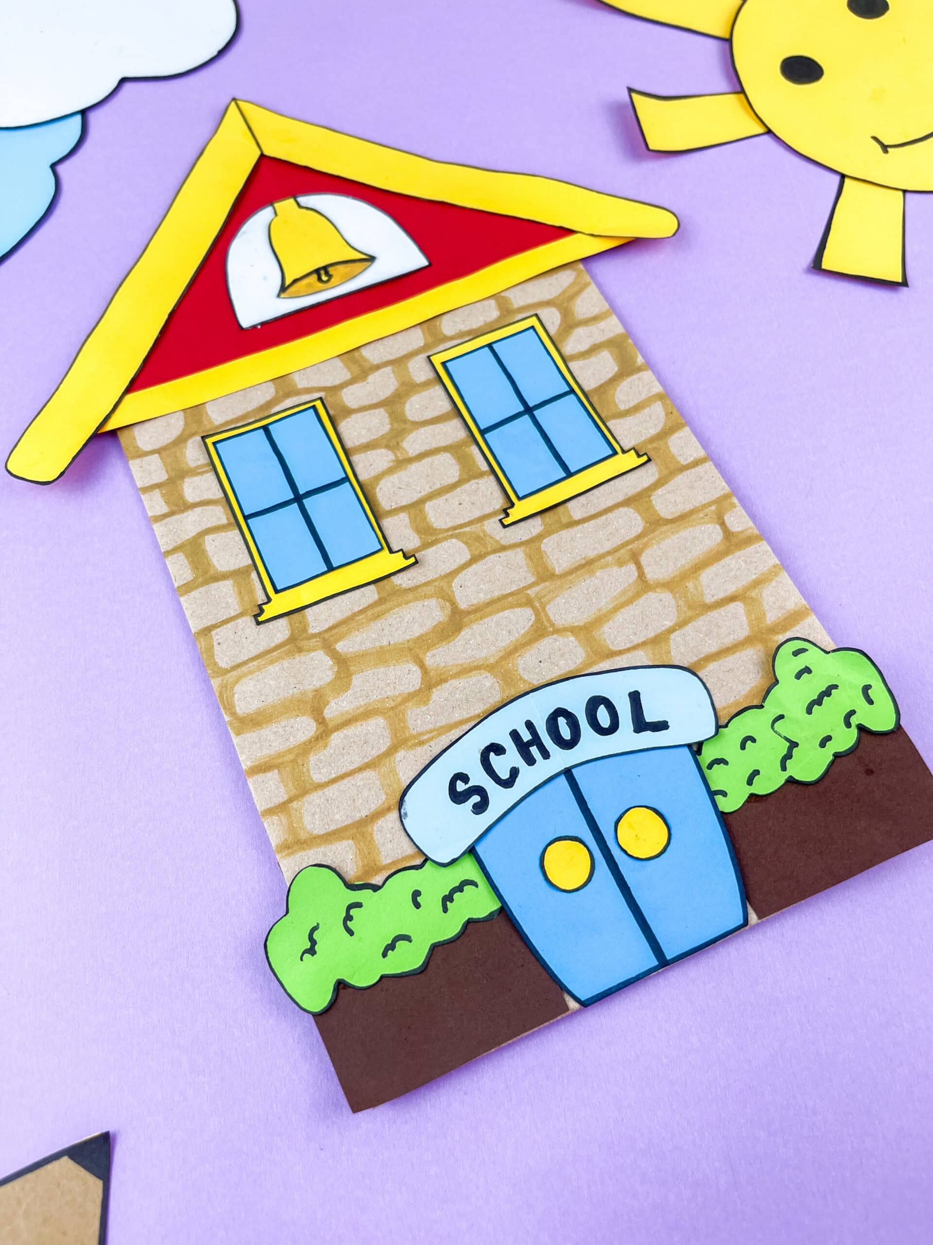 paper bag schoolhouse craft free printable template