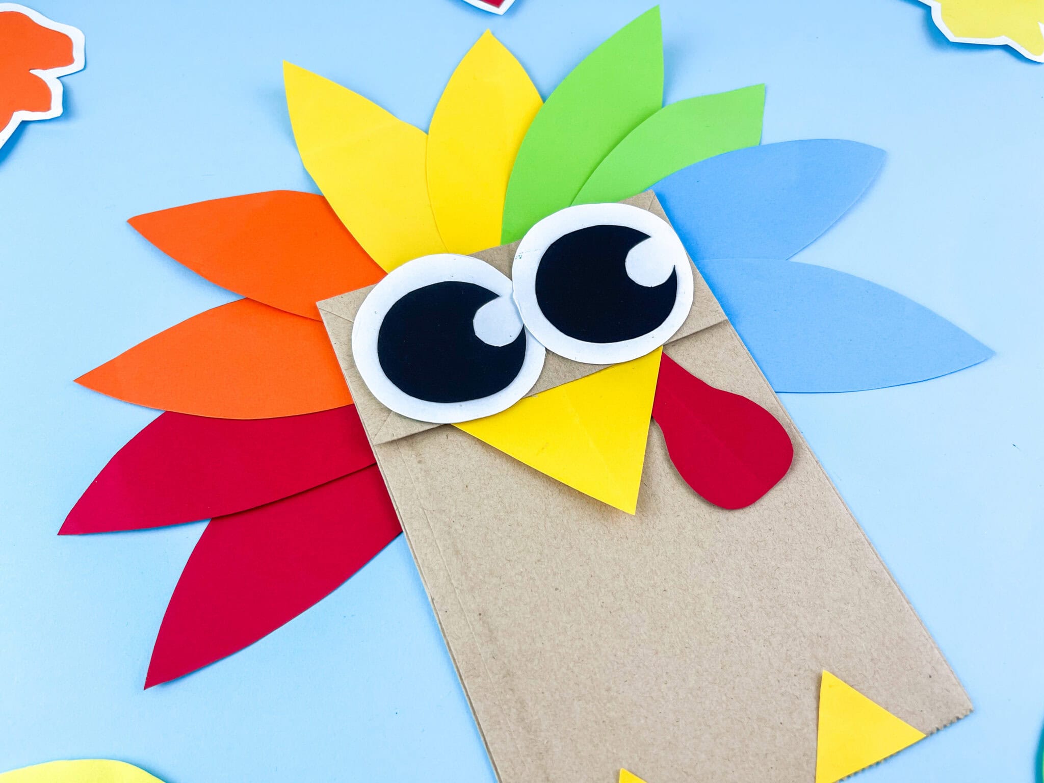 Easy Turkey Puppet Paper Bag Craft with Free Template
