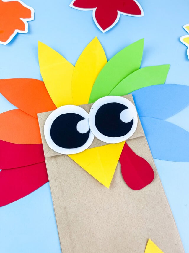 Easy Turkey Puppet Paper Bag Craft with Free Template