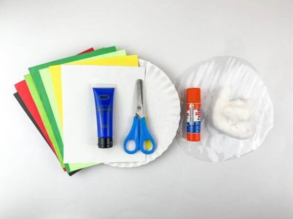 Craft supplies for snow globe paper plate craft