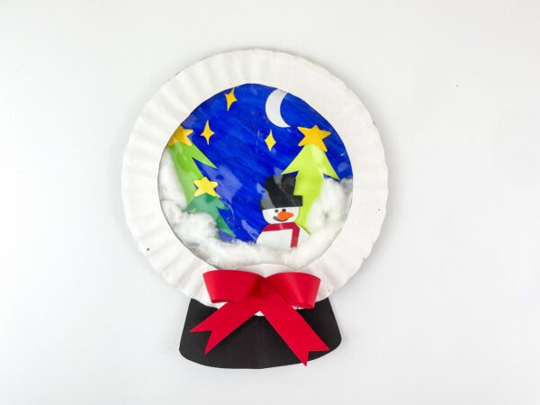 Snow globe craft with red bow added