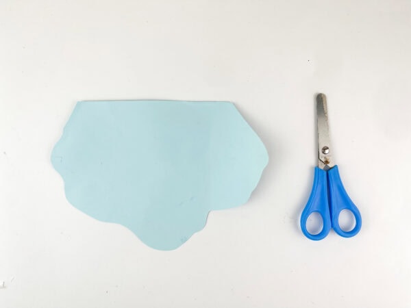 Blue paper base cut into a puddle shape.