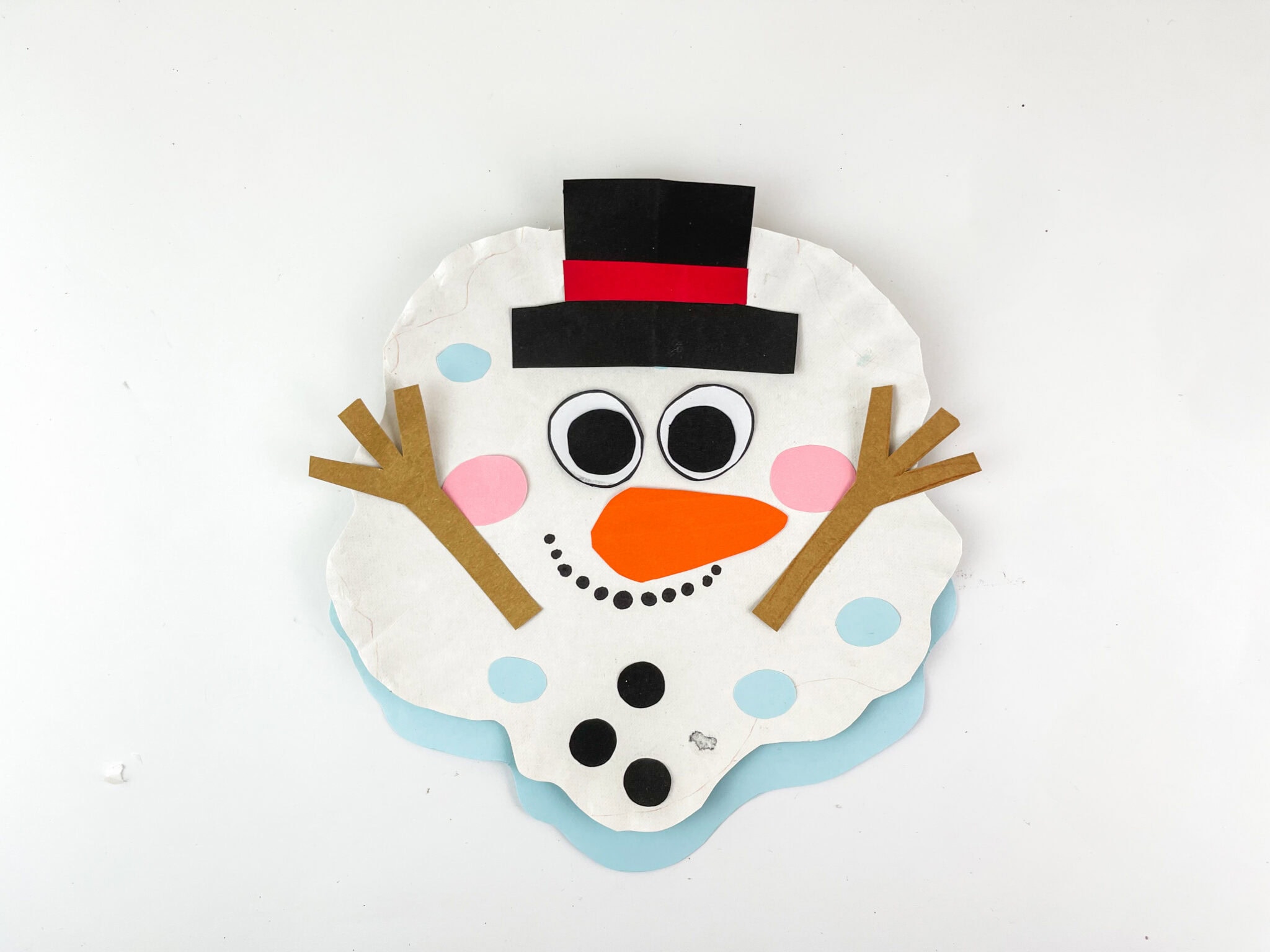Melted Snowman Paper Plate Craft (Free Melted Snowman Template)