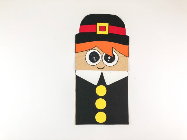 Finished pilgrim paper bag puppet.