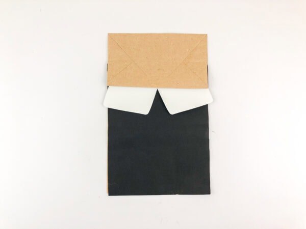 Paper bag with added white paper collar.