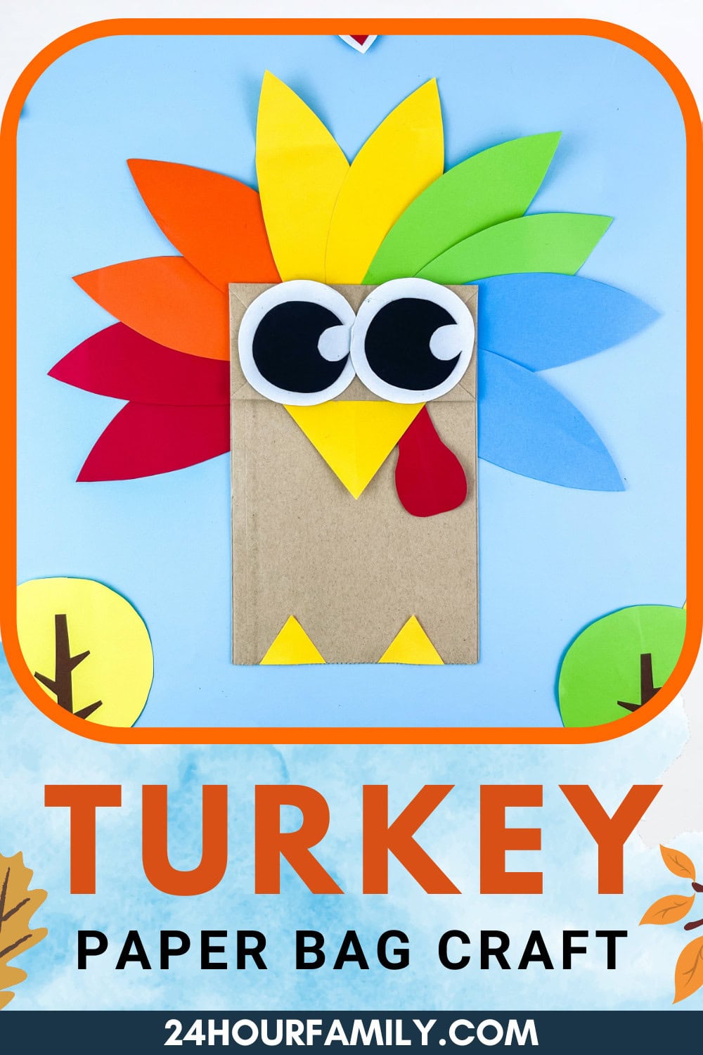 Easy Turkey Puppet Paper Bag Craft with Free Template