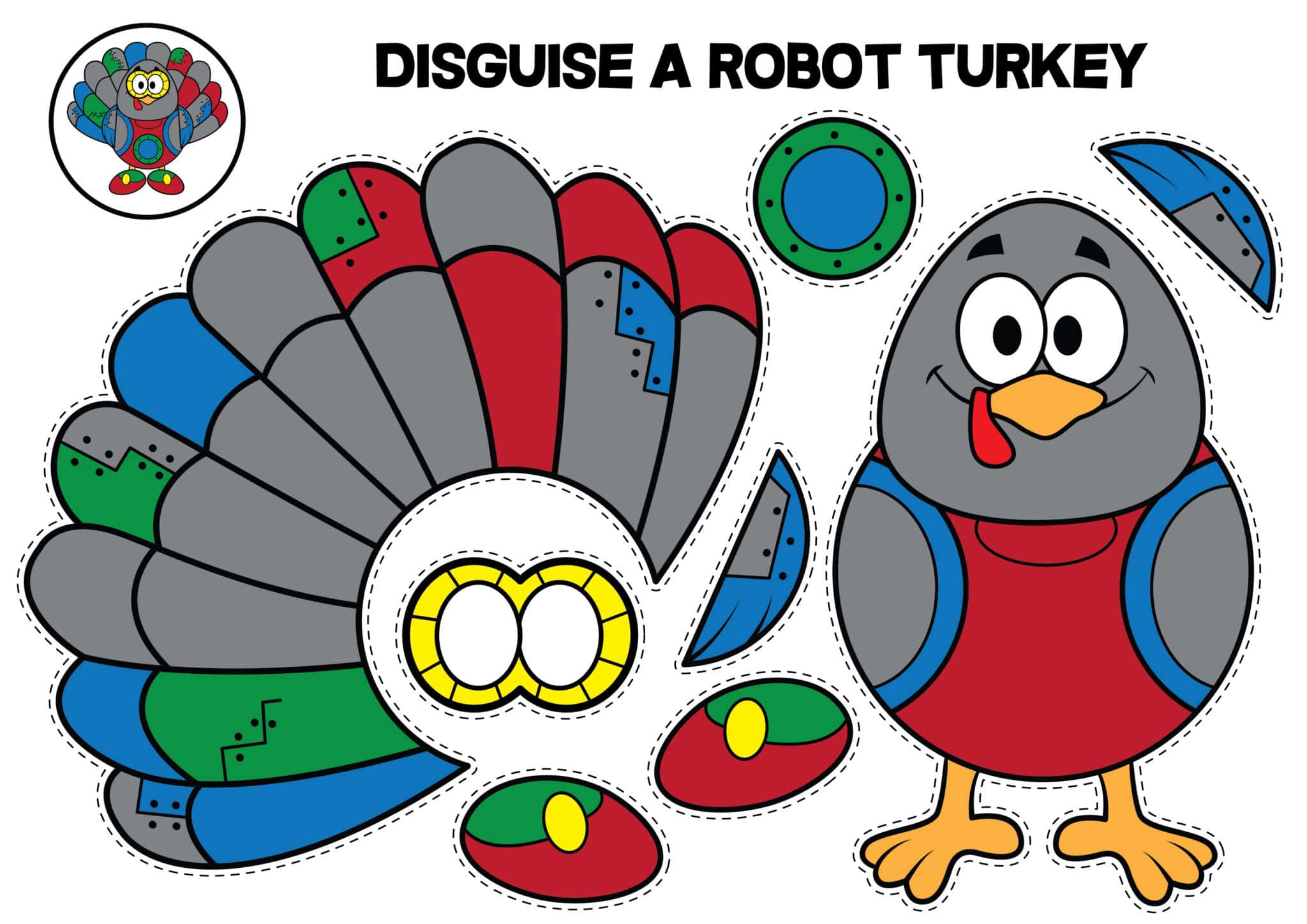 Disguise a Turkey as a Robot Printable Craft (Free PDF Printable)