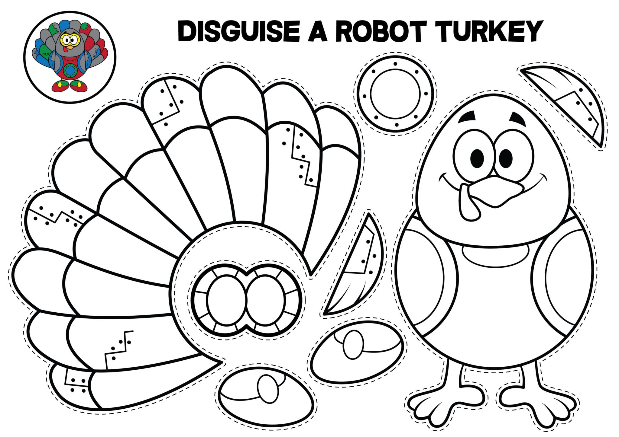 Disguise a Turkey as a Robot Printable Craft (Free PDF Printable)