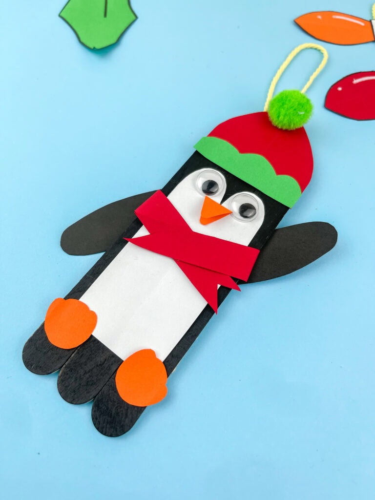 penguin popsicle stick craft for kids
