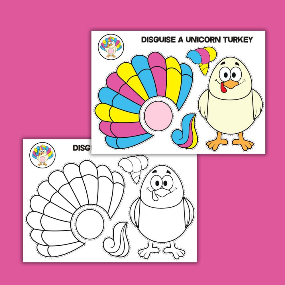 disguise a turkey as a unicorn free printable craft