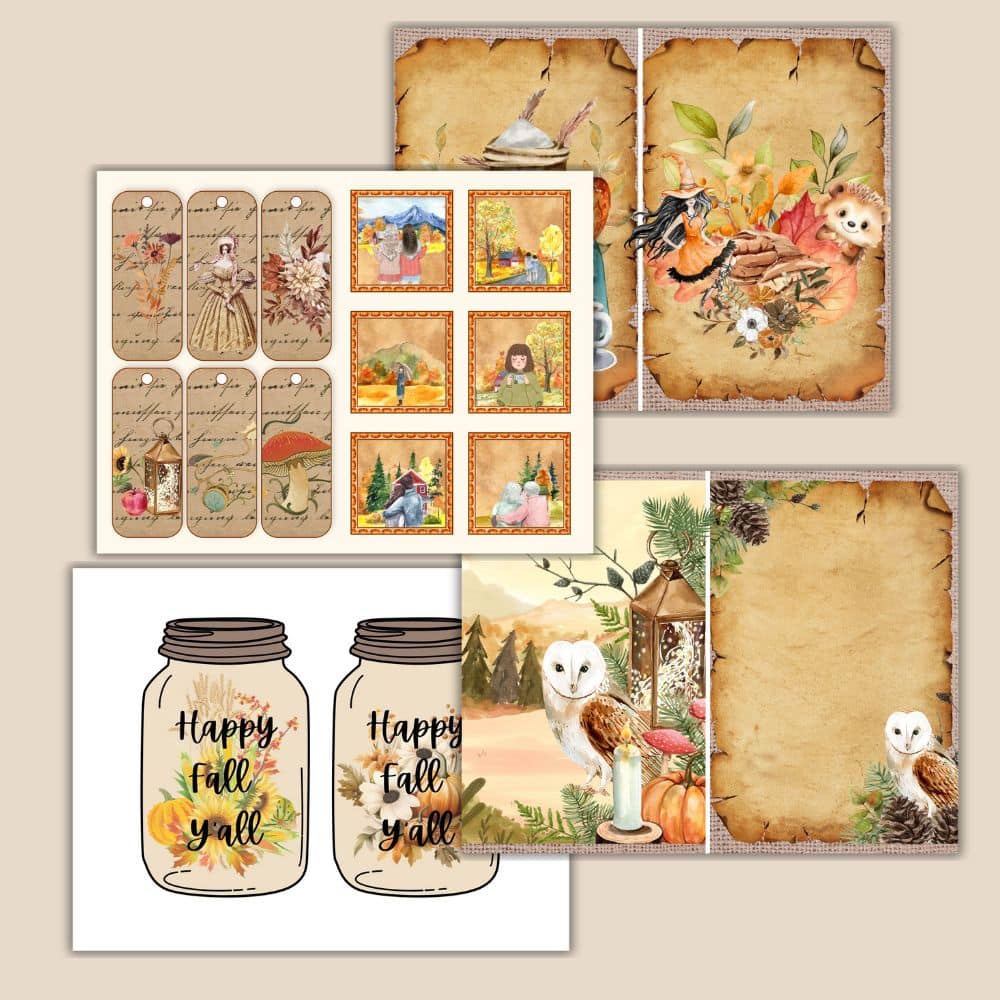 Fall Junk Journal pages to print pdf