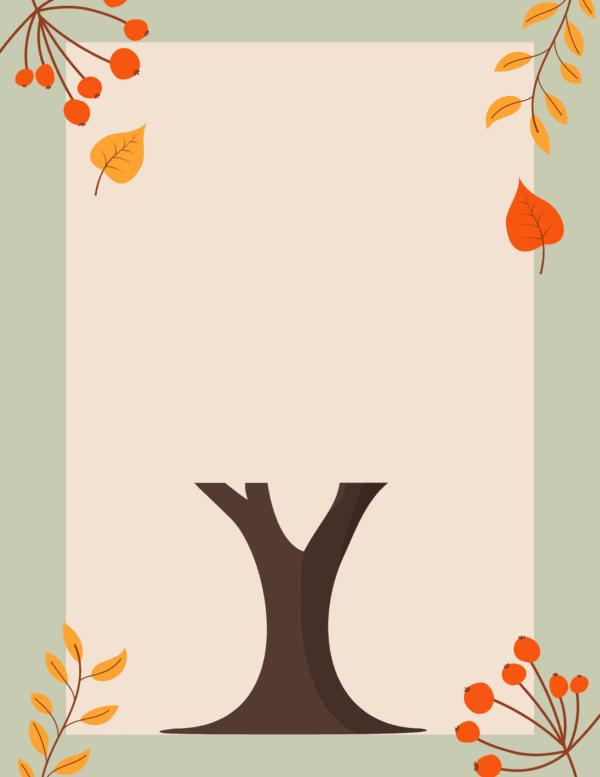 Blank tree template with fall leaves for handprint craft