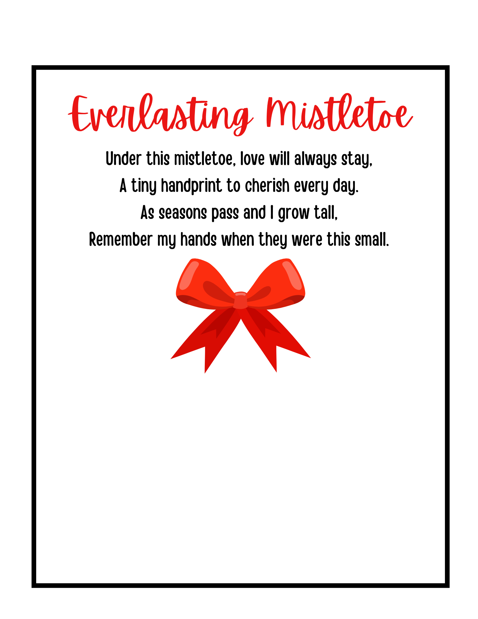 Everlasting Mistletoe Poem Handprint Art Printable