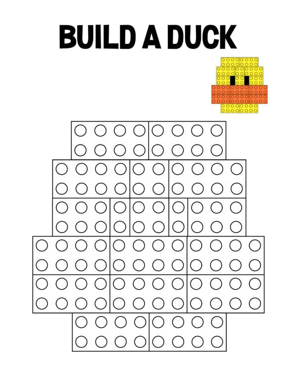 Blank Lego duck template with outline blocks