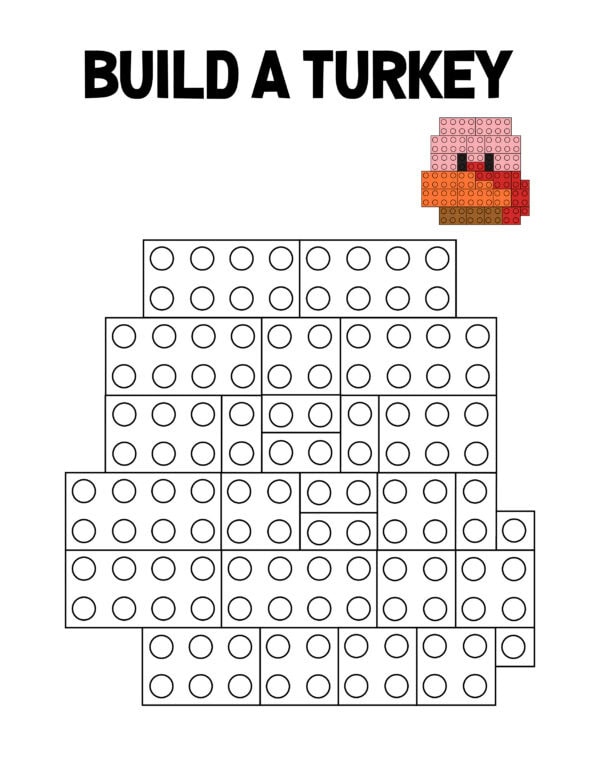 Blank Lego turkey template with outline blocks