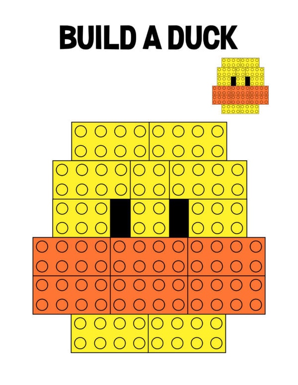 Lego duck design in yellow and orange blocks