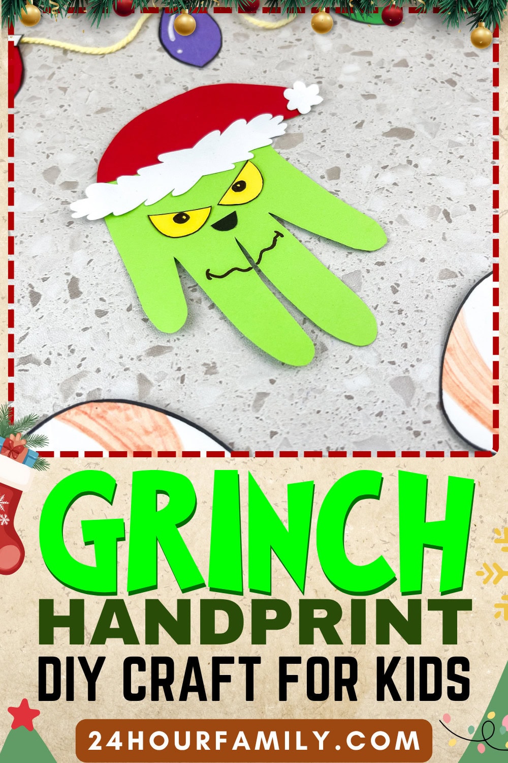 Grinch Handprint Paper Craft (Free Template)